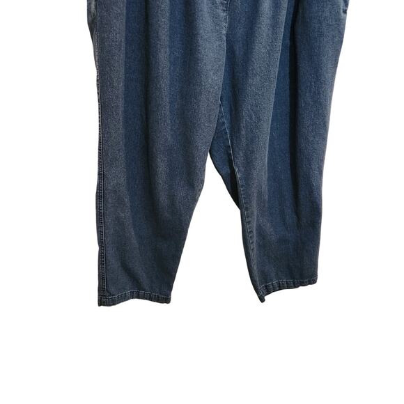 Woman Within Blue Denim Straight Leg Pull On Casual Pants Pockets Sze 28W Petite - Picture 4 of 11